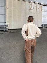Sudadera Half zip BASIC BEIGE