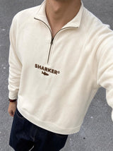 Sudadera Half zip BASIC BEIGE