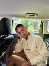 Sudadera Half zip BASIC BEIGE